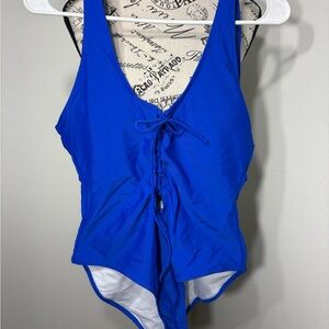 Classic Lace-Up One-Piece Swimsuit - Royal Blue